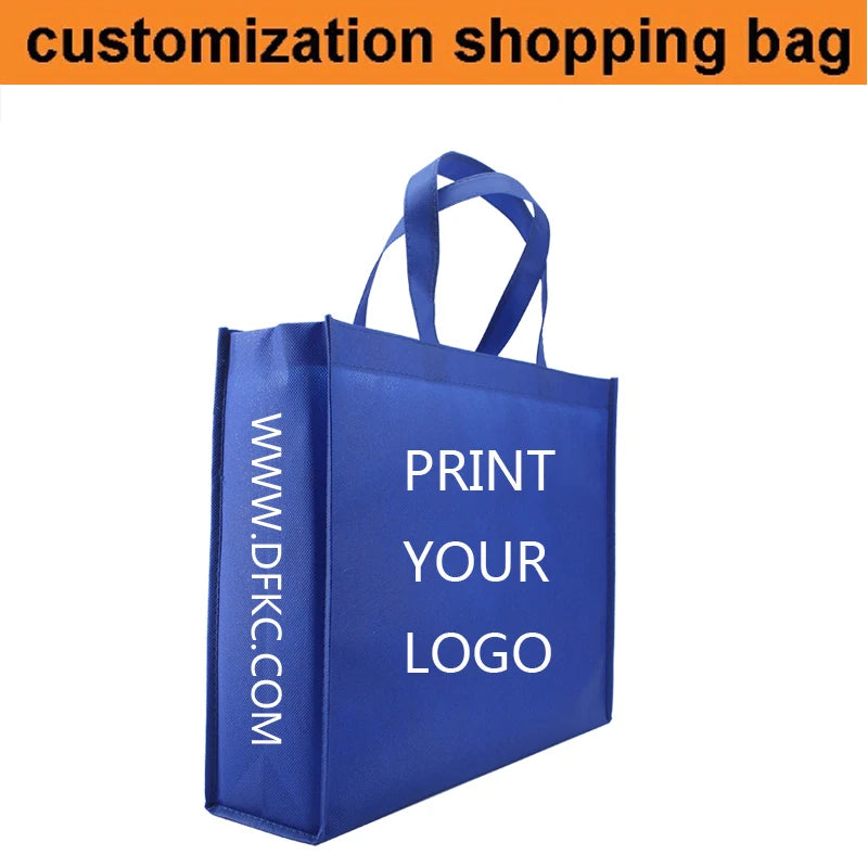 100pcs Custom Logo tote bags Shopping bags High quality Suture 80gms nonwoven bags Clothes and shoes jewelry bags