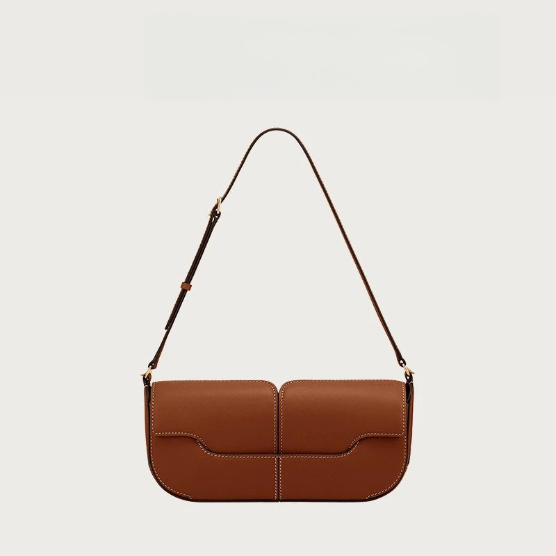 2025 French Luxury and Fashionable One Shoulder Underarm Handbag, Cowhide Commuting Handbag, Casual and Simple French Stick Bag