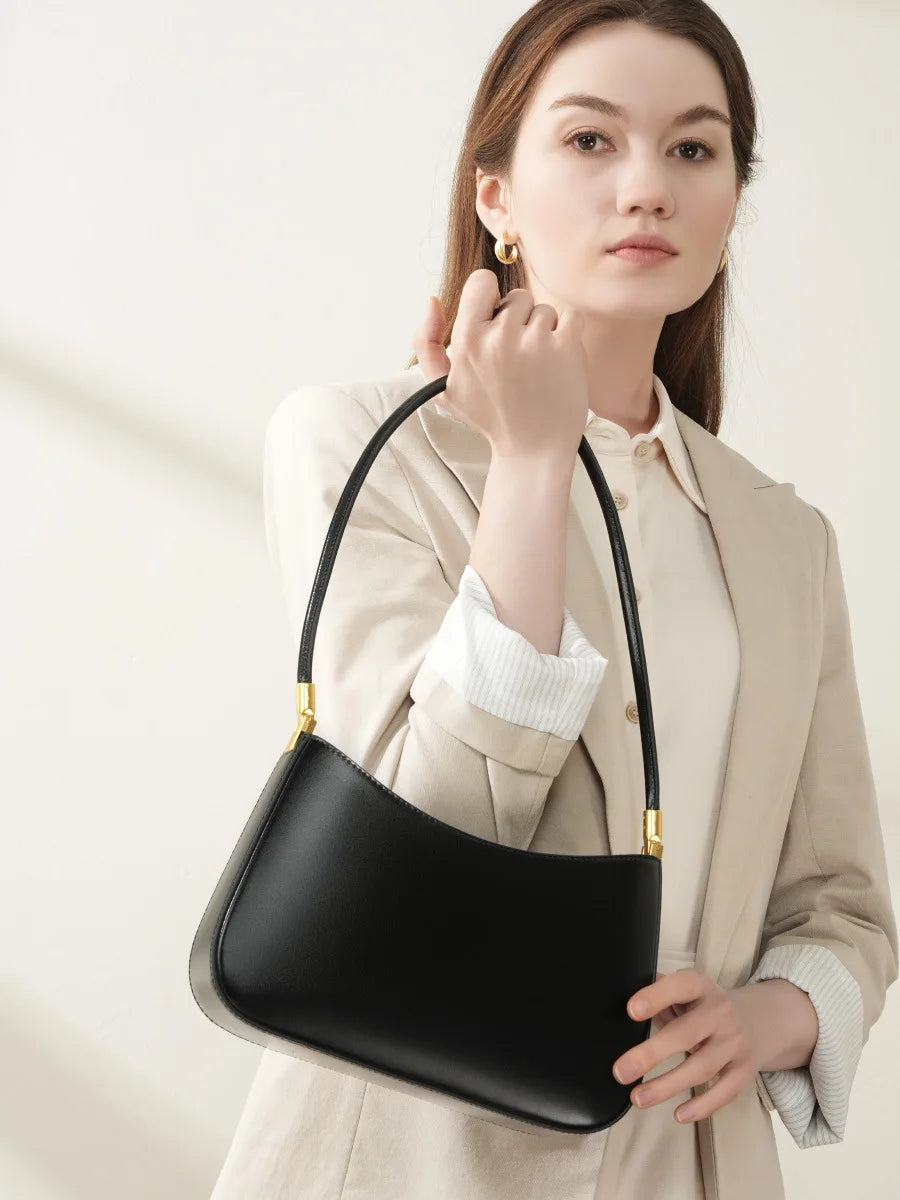 100% Genuine Leather Commuter Baguette Bag 2025 Fashion Women's handbag Underarm Shoulder Bag Female Hobo Bag For Women