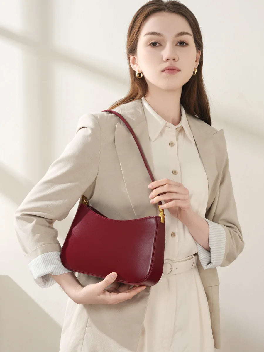 100% Genuine Leather Commuter Baguette Bag 2025 Fashion Women's handbag Underarm Shoulder Bag Female Hobo Bag For Women