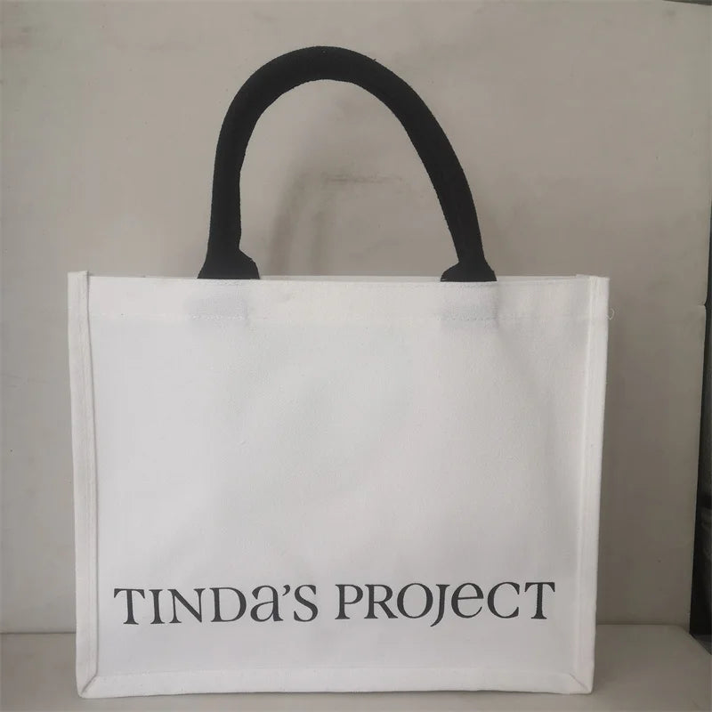 100Pcs Custom Canvas Tote Bags with Waterproof Inner Coating Reusable Cotton Shopping Bags with Logo for Events Travel Agencies