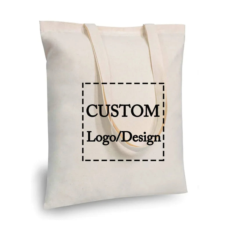 10/20/50pcs Custom Logo Canvas Tote Bag Eco-Friendly Shoulder Bag for Women & Men | Lightweight Durable Reusable Shopping Bag