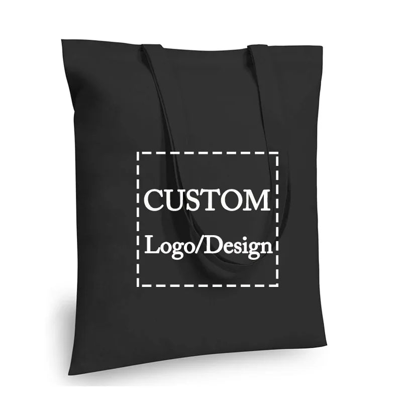 10/20/50pcs Custom Logo Canvas Tote Bag Eco-Friendly Shoulder Bag for Women & Men | Lightweight Durable Reusable Shopping Bag