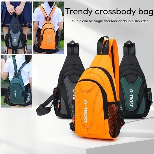 2-in-1 trendy chest bag, multifunctional backpack, large capacity outdoor casual crossbody bag