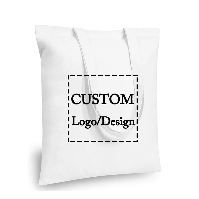 10/20/50pcs Custom Logo Canvas Tote Bag Eco-Friendly Shoulder Bag for Women & Men | Lightweight Durable Reusable Shopping Bag